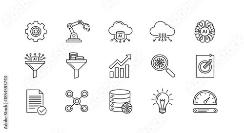 Various business and technology icons