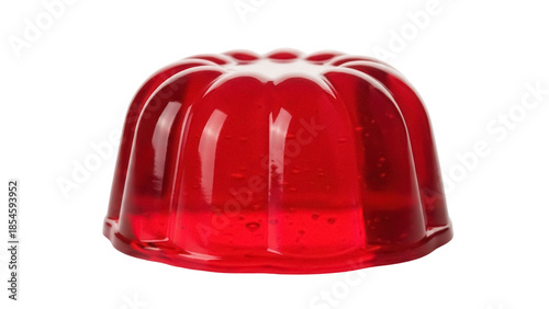 Photos Vibrant red gelatin dessert isolated PNG, sweet treat with a wobbly texture on t