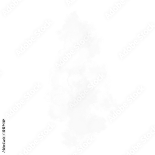 Vertical White Smoke Puff Isolated on Black Background