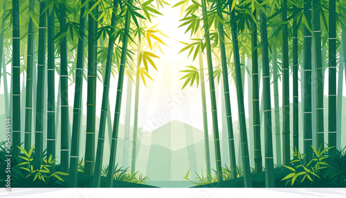 Flat Bamboo Forest Sunbeams