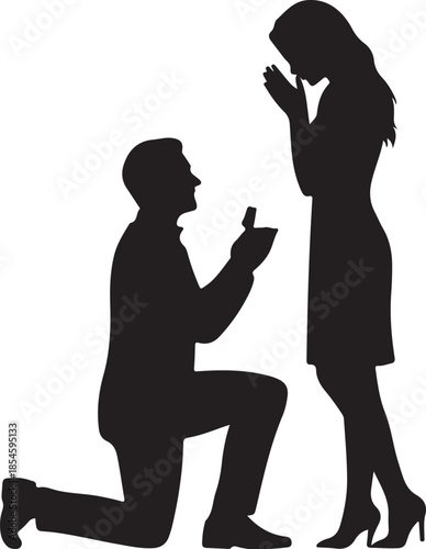 Man proposing marriage on one knee to woman proposal