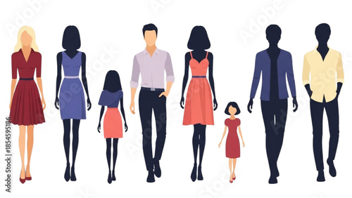 Diverse group of people holding hands in a line against a white background