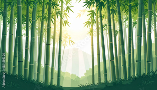Flat Bamboo Forest Sunbeams