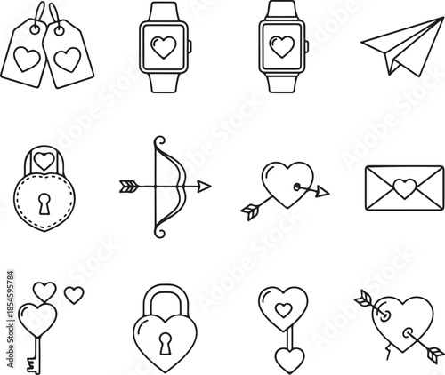 Valentine's day icons collection illustration