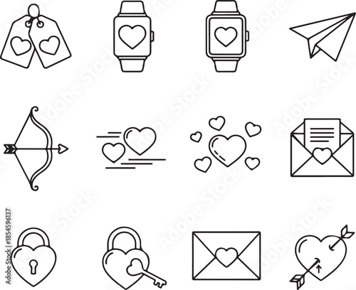 Valentine's day icons collection illustration