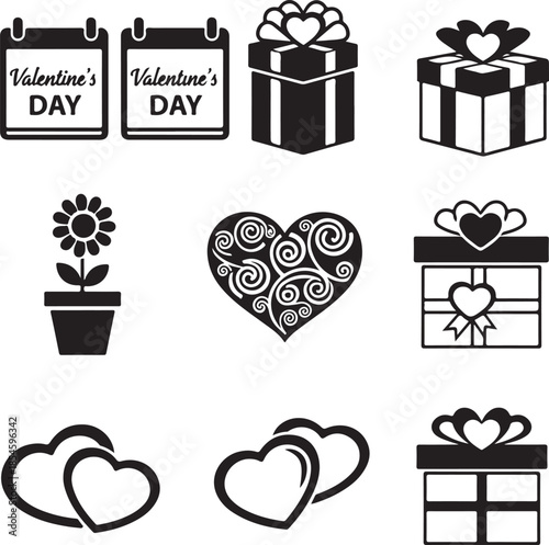 Valentine's day icons collection illustration