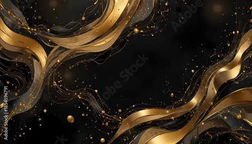 Abstract Modern Black Background With Luxury Golden Elements Vector Illustration Elegant Design