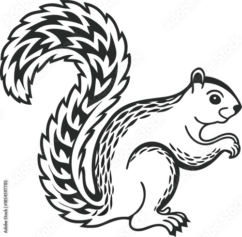 squirrel emblem silhouette vector illustration
