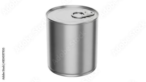Konstfotografi Silver metal food can isolated PNG, canned goods container for preservation and