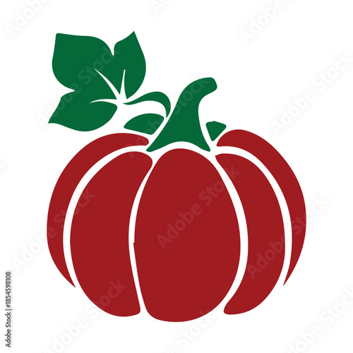Red d with a fresh green leaf in a simple vector illustration