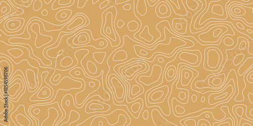 Vector seamless pattern with abstract waves and vintage gold floral swirls creates. Design illustration for wall art, fabric, packaging, web, banner, 
