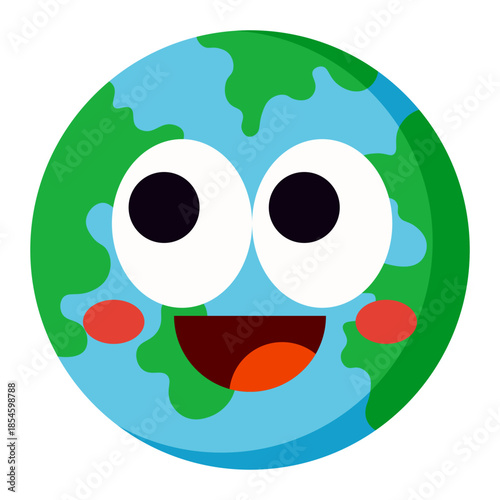 Cute smiling earth globe cartoon character isolated on transparent background.