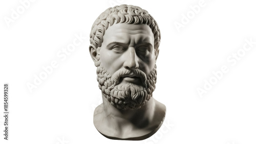 Photos Bust of bearded philosopher isolated PNG on transparent background, ancient Gree