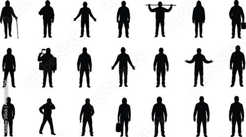 Collection of various human figure silhouettes on transparent background