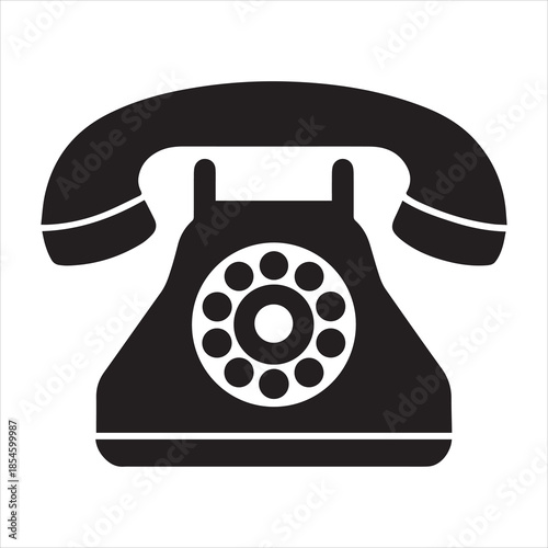 Retro Telephone Simple Icon Vector Illustration