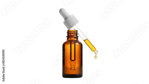 Photos Amber glass bottle with dropper isolated PNG, essential oil or serum bottle with