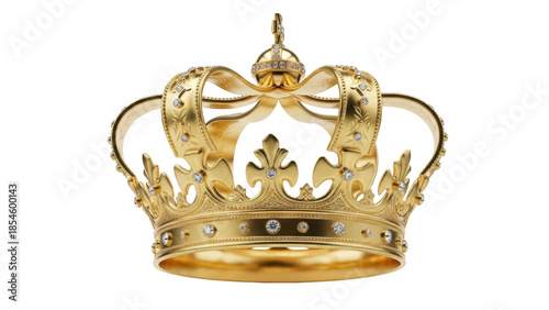 Tableau sur toile Ornate golden crown with jewels isolated PNG on transparent background, royal sy