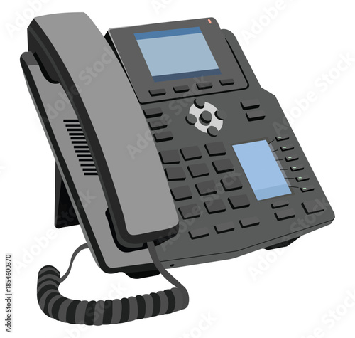 Modern office desk phone illustration isolated on transparent background