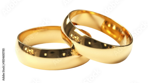 Fotografía Two golden wedding rings isolated PNG, symbol of love and marriage on transparen