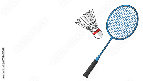 Vibrant Vector Illustration of Badminton Racket and Shuttlecock for Active Sports Designs