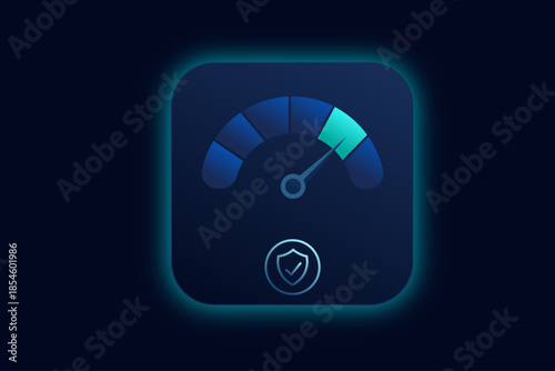 Neon Performance Meter App Icon With Security Shield