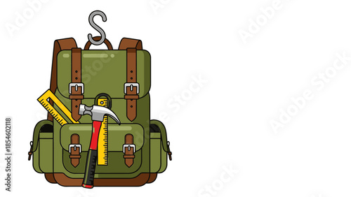 Adventure Backpack with Construction Tools - Ready for Travel, DIY, or Outdoor Activities