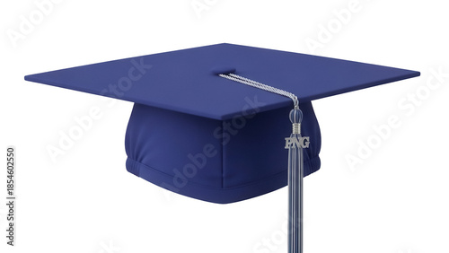 Valokuva Blue graduation cap PNG isolated on transparent background, academic mortarboard