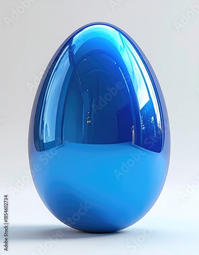 Glossy blue egg on white background