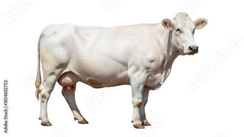 Schilderij op canvas Cream-colored Charolais cow isolated PNG on transparent background, domestic ani