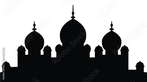 Islamic Mosque Silhouette Black Skyline Illustration