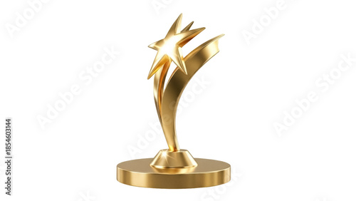 Foto Golden star award trophy PNG isolated on transparent background, achievement sym
