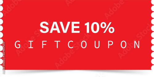 Red gift coupon save 10 percent offer