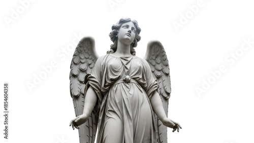 Konstfotografi Elegant angel statue PNG isolated on transparent background, religious sculpture