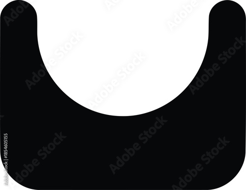 A black bib on a white background viewed from the front, a simple illustration
