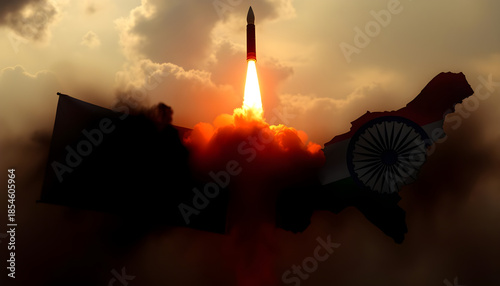 Pakistan India Missile Conflict as a geopolitical conflict between the Pakistanis and Indian nations as a South Asia security crisis due to political territorial dispute and finding a diplomatic agree