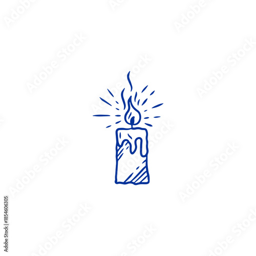 Memorial candle silhouette minimalist brush stroke vector illustration