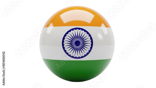 Quadro su tela Indian flag sphere PNG isolated on transparent background, tricolor ball with As