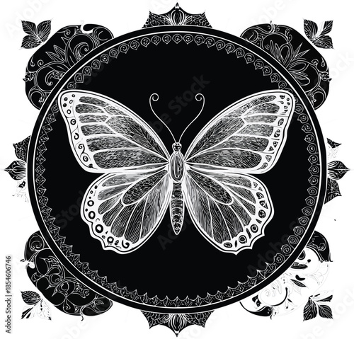 black and white butterfly