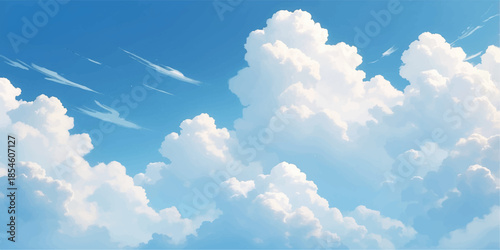 Peaceful blue sky filled with soft clouds creating a calm atmosphere