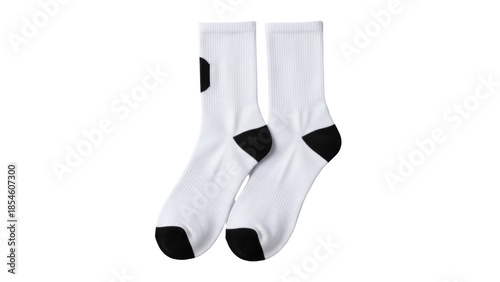 Фотография Pair of white socks with black accents isolated PNG, athletic apparel for sports