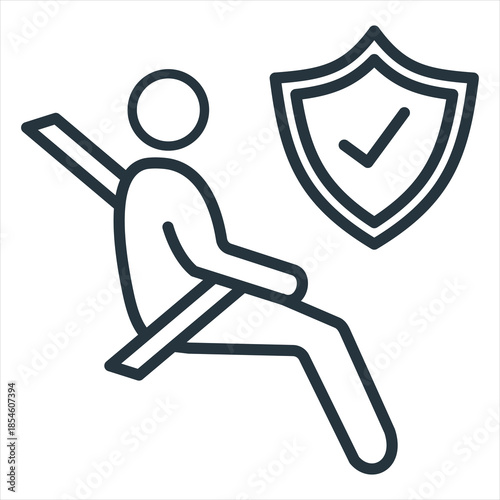 Airbag Outline Icon Vector Illustration