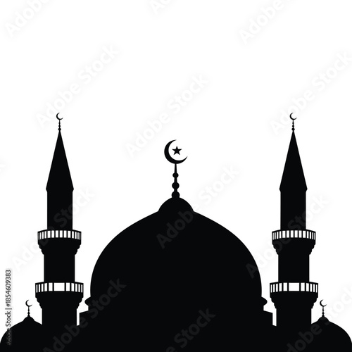 Sticker Silhouette of a mosque with crescent moon
