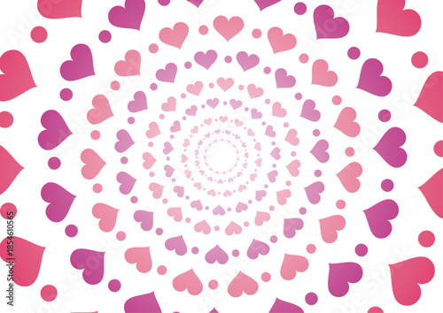 ハートとドットの集合体の放射イラスト　ピンク