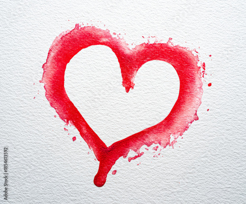 Vibrant Red Watercolor Heart Illustration
