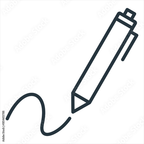 Signature Outline Icon Vector Illustration