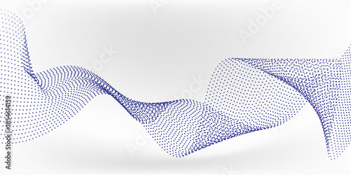 Wave line of flowing particles abstract vector background, smooth curvy shape dots fluid array. shape dynamic pattern