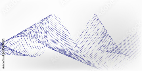 Wave line of flowing particles abstract vector background, smooth curvy shape dots fluid array. shape dynamic