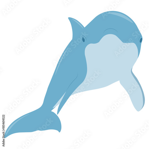 Playfull Dolphin Perfoming Illustration on White Background. Vector Cartoon Character.