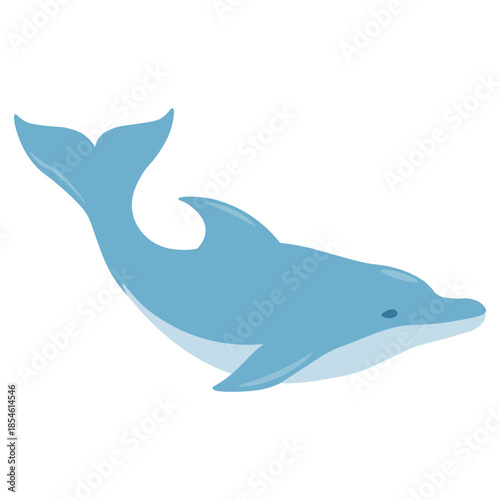 Playfull Dolphin Perfoming Illustration on White Background. Vector Cartoon Character.