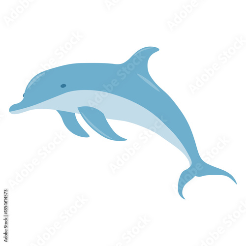 Playfull Dolphin Perfoming Illustration on White Background. Vector Cartoon Character.